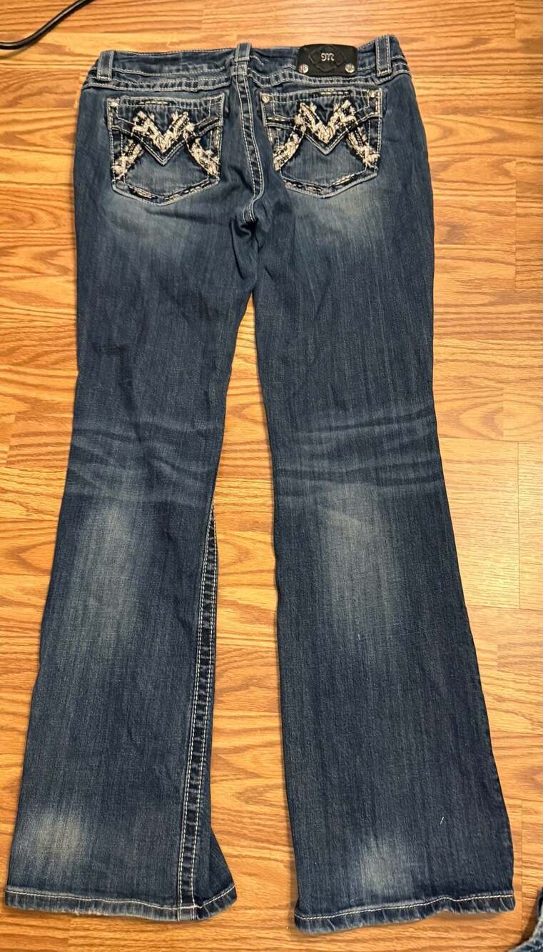 Miss Me Signature Bootcut Embellished Pocket Jeans Size 32